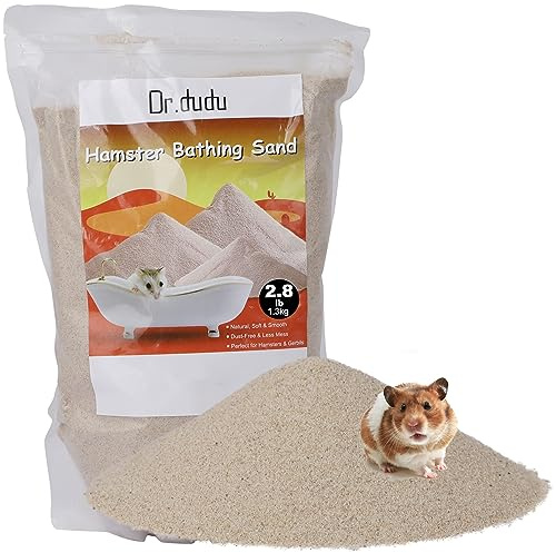 DR.DUDU Hamster Bath Sand, 2.8lb Dust Free Desert Sand or Potty Litter Sand for Hamster Chinchillas Gerbil Syrian Mice Small Animals (Beige)