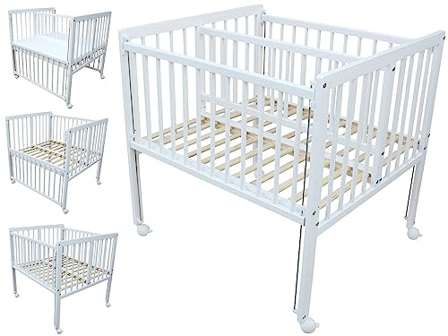 Micoland Beistellbett Zwillingsbett Kinderbett mit Rädern 90x80 cm LUX