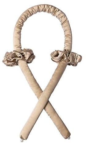 LILYSILK 100% Maulbeerseide Bezug & Gefüllte Hitzeloses Locken-Set - Übernacht-Haarwickler für weiche Locken, Lockenstäbe Kopfband, keine Hitze-Haarwickler mit 2 Maulbeerseide Haargummis, Taupe