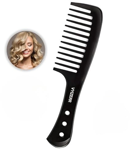 Hair Comb Detangling Wide ToothComb for Wavy Hairs - Smooth Grip Anti-Static-Comb for Curls Wide Toothed Curl-comb for Long Wet Curly Hair Detangler Shower-comb