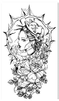 2 Pieces Of Temporary Tattoo Stickers For Women And Men Juice Plant Ink Waterproof Semi-Permanent And Long-Lasting For 2 Weeks Non-Reflective Plain Flower Geisha