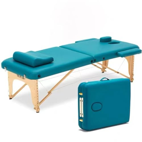 CAULO 2 Fold Foldable Portable Beauty Massage Bed Tattoo Spa Physiotherapy Cosmetic Eyelash Bed Table (Green)