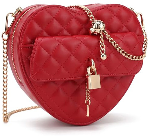 lola mae Umhängetasche in Herzform für Damen, mit Reißverschluss, Red-770, Small, LM770Red.fba