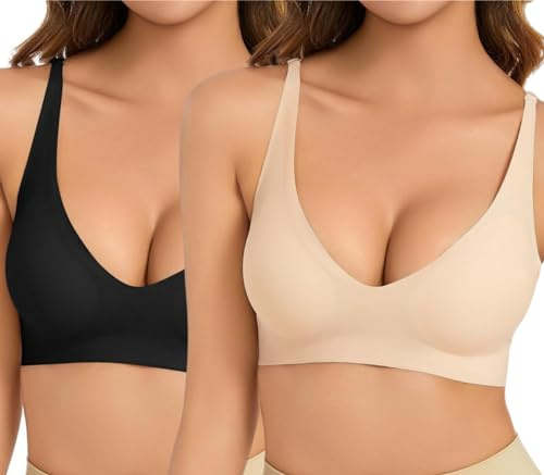 Ronronner Reggiseno Donna Comfort, Reggiseno Imbottito Rimovibile, Senza Cuciture Supporto Completo e Cinghie Regolabili, Comodo e Morbido di Base, Black, M