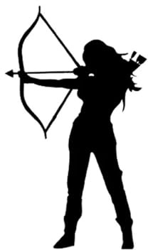 Bogenschießen Jagd Bogen und Pfeil Frau Auto Aufkleber Car Sticker Personalisiert Stickers Wasserdicht Kratzfest Outdoor 2er Pack (Weiß + Schwarz) 9.1 x 15.6 cm