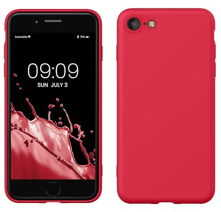 kwmobile Handyhülle für iPhone SE 2022 Hülle/iPhone SE 2020 / iPhone 8 / iPhone 7, für iPhone SE Hülle - Schutzhülle für kabelloses Laden - Case in Granatapfelrot