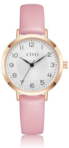 CIVO Damenuhr Wasserdicht Einfach Quarz Leder Armbanduhr Mode Kleid Elegant Minimalistisch