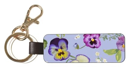 InOmak Pansy Flowers, PU Leather Keychain, Keychains Keyring Key Chain Ring Holder Organizer 1 pc