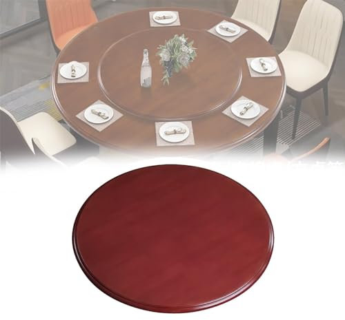 Holz Lazy Susan Drehteller Esstisch 360° Drehplatte Mit Silent Base, Runde Drehbare ServierPlatte, Großer Drehscheibe, Sicherheit Der Nutzung(Red-brown,80cm/31in)