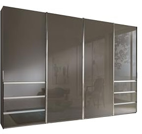 WIEMANN Schwebetürenschrank Kleiderschrank Schlafzimmerschrank 330cm breit, mit Schubladen, Glas Havanna, Höhe 217cm, Malibu