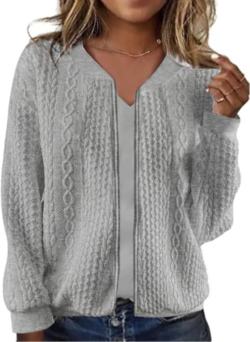 Felpa da donna con zip, collo alto, cappotto casual con tasche.