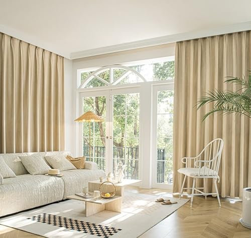 Bishilin Verdunklungsvorhänge mit Ösen 102x138CM, Gardinen Blickdicht 2er Set Modern Jacquard mit Blätter Motiv Khaki Vorhänge Verdunkelnd Schlafzimmer Kinderzimmer Jugendzimmer