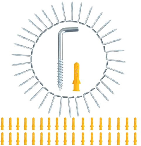 Qichan 35 Set Schraubhaken Gerade, 35 Stk L-förmig Hakenschrauben mit 35 Stk Expansionsrohren, M3,8 x 50mm hakenschraube für Hause, Arbeitsplatz, Büro