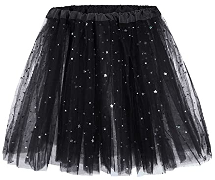 Jupon pour homme - Joli sous-jupe - Jupon de ballet à volants et à fleurs - Jupe tutu pour filles (Noir, taille unique)