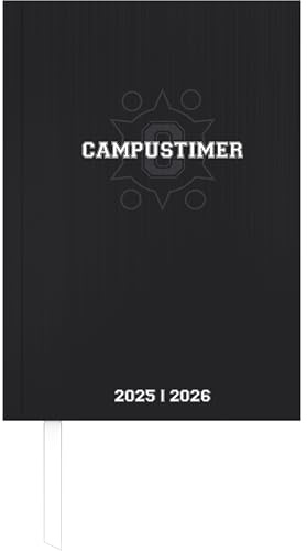 Alpha Edition - Campustimer Black A6 2025/2026 – Semesterplaner A6 (ca. 10,5×14,8 cm) – Studenten- & Schülerkalender Weekly mit robustem Hardcover & Notizseiten – Farbe Schwarz