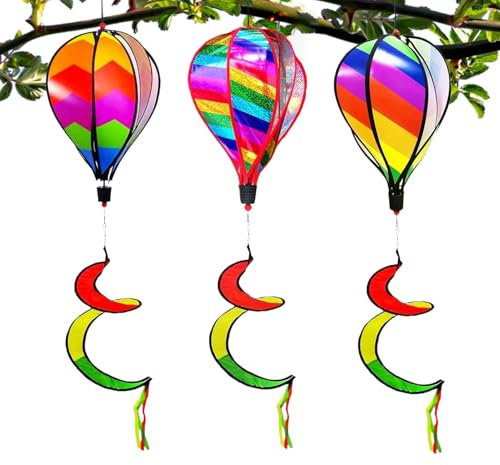 Balloon Wind Spinner, Swirl Wind Spinner, Rainbow Garden Pinwheels, Windsock Ornament Outdoor Decoration For Yard Garden Patio Fences Tree Gathering