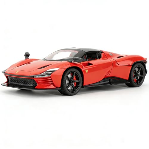 imtfzct Ferrari SP3 1:24 Modellauto, Metall Spielzeugauto mit Sound & Lichteffekten, Sammlermodell mit Öffnenden Türen, Geschenk für Kinder & Erwachsene rot