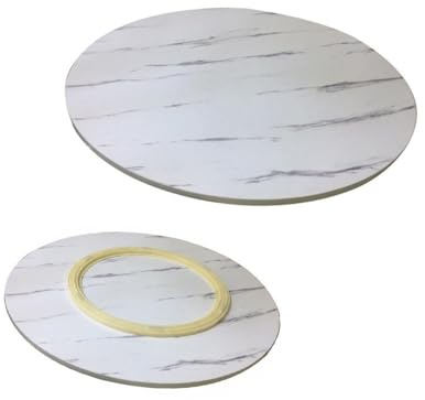 Plato Giratorio De Madera Lazy Susan 60cm 80cm Bandeja Redonda Giratoria De 360°, 50 70cm Bandeja De Servicio para Mesa De Comedor(White Marble,31/80cm)
