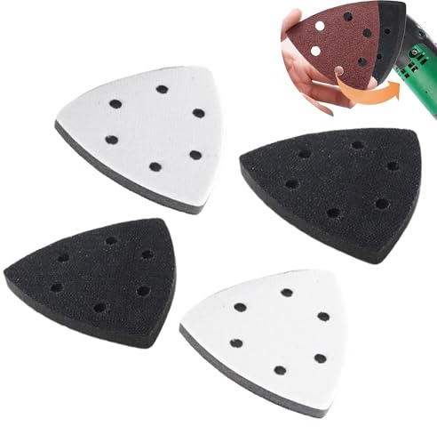 4pcs Mouse Detail Sanding Interface Pad 93 * 93 * 93mm 6 Holes Triangle Foam Interface Mouse Sander Sandpaper Backing Pad