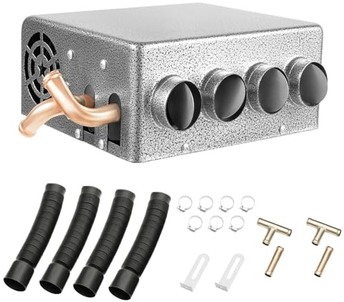 12V Car Auxiliary Heater, 4 Ports Universal Underdash Compact Auxiliary Heater, Portable Car Heater, Winter Automotive Air Conditioner for Heating&Defrosting