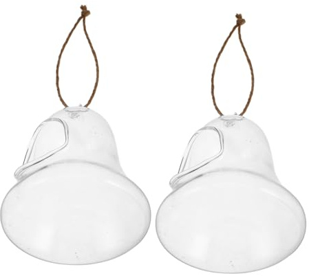 BIUDECO 2 Campanas Navideñas Rellenables para Manualidades Transparentes De Cristal con Agujero Rellenable
