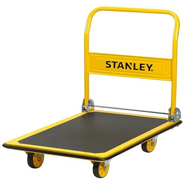 STANLEY klappbarer Plattformwagen, Tragkraft 300Kg, SXWTD-PC528, Transportwagen, Lagerwagen, Paketwagen, Abmessungen Ladefläche 91 x 61 cm, Schiebebügelwagen