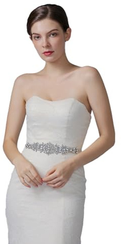 TOPQUEEN Señoras Cristal De Boda Cinturón Faja,Rhinestone Nupcial Cinturón Faja, Rhinestone Nupcial Sash Perlas Bo, beige, Talla única