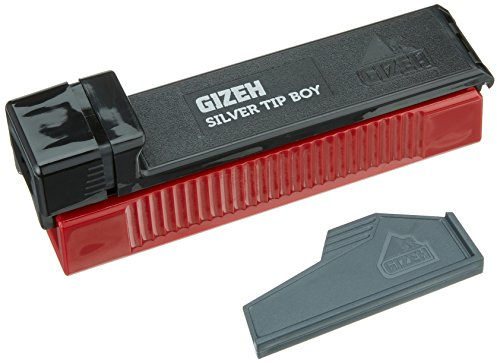 Gizeh 17095 2 Stück Silver Tip Boy - Zigaretten Stopfmaschine Zigarettenstopf Maschine, Kunststoff, Schwarz, 8 x 3 x 3 cm