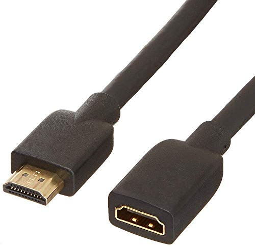 REY Cable HDMI Conector Oro 24k, Macho Hembra de 3 m Ethernet 1.4 4K UHD para DVD, Proyector PS, Xbox, PS4, PS5, Xbox One, Xbox Series S, Xbox Series X Negro