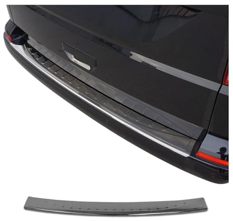 OMAC Ladekantenschutz für VW Transporter alle T6 2015-2024 Edelstahl Dark | Heckklappe Multivan Caravelle, Chrom, Stoßstangenschutz, fahrzeugspezifische Passform