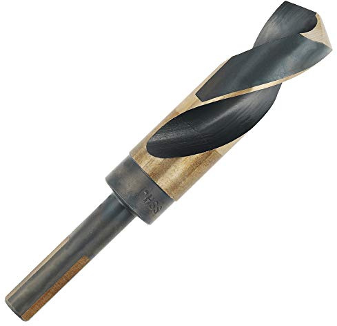 COMOWARE 1 Reduced Shank Drill Bit, HSS M2, Black & Gold Drill Bit with 3-Flat 1/2 Shank, 135° Split Point, Metal Drills Bits for Steel/Aluminum/Iron/Plastic/Wood, for Electricians & DIY