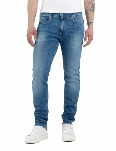Replay Jeans Anbass Slim Fit da Uomo con Power Stretch, Blu (Medium Blue 009), W38 x L32