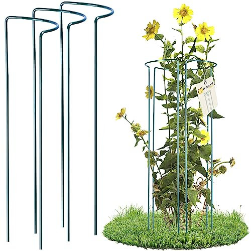 KADAX Pflanzenhalter, 3 Stück, Pflanzenstütze aus Stahl, halbrunde Rankhilfe für Pflanzen, Garten, wetterfester Blumenhalter, Staudenhalter, Strauchstütze, Blumenstütze, freistehend (Höhe: 60 cm)