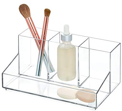 InterDesign iDesign Kosmetik-Organizer, 4 Fächer | Für Arbeitsplatte, Schminktisch, Hautpflege, Pinsel, Lippenstifte