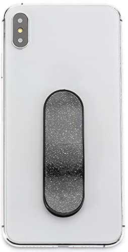 MOMOSTiCK - Das Original Smartphone Fingerhalter - Handy Fingerhalterung Ständer Griff - Handy Halter (Pearl Serie - Schwarz PU)