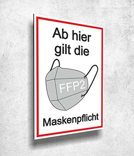 Aluverbund Schild 20x30cm Zutritt Maskenpflicht UV Druck - 3mm Stärke - Made in Germany Art.Nr.998