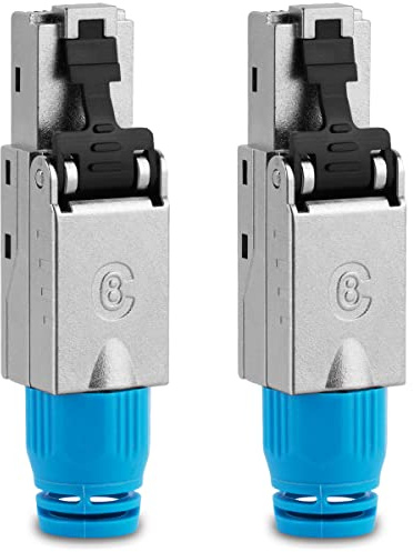 UC-Express Netzwerkstecker CAT 8 RJ45-2X RJ45 Stecker Steckverbinder - werkzeuglos - geschirmt - mit Zugentlastung - CAT8 CAT8.1 LAN Netzwerkkabel Stecker