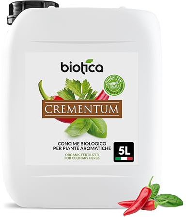 BIOTICA Concime Liquido per Peperoncino e Piante Aromatiche 5L – CREMENTUM Fertilizzante per Basilico, Prezzemolo, Rosmarino, Origano, Salvia, Menta – Migliora Crescita, Colore e Sapore