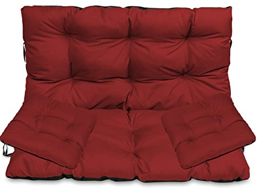 SuperKissen24. Sitzkissen Bankkissen Bankauflage - 140x50 cm und Rückenlehne 140x60 cm mit 2er 45x45 cm Stuhlkissen Set - Outdoor und Indoor - Bordeaux