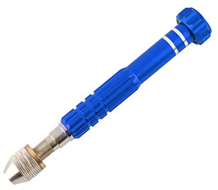 Larcele Taladro manual de tornillo de precisión, portabrocas de 3 mandíbulas, abrazadera manual de aluminio para manualidades, microbrocas SDZKQ-02 (azul)