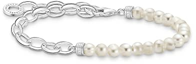 Thomas Sabo Pulsera con Perlas Plata de Ley 925 A2098-082-14-L19, 16-19 cm, Blanco