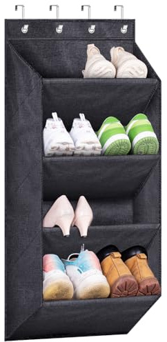 SLEEPING LAMB Schuhregal zum Aufhängen über der Tür, kurzer Organizer mit großen tiefen Taschen, schmale Tür, für Turnschuhe, Stiefel, Wohnmobil, Schlafsaal, Schwarz