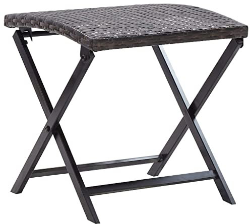Makastle Polyrattan Klapphocker Gartenhocker Sitzhocker Campinghocker Fußteil Stahlgestell Klappbar Leicht Tragbar Außen Wetterfest Garten Terrasse Balkon Camping Hocker Stuhl Tisch, Braun