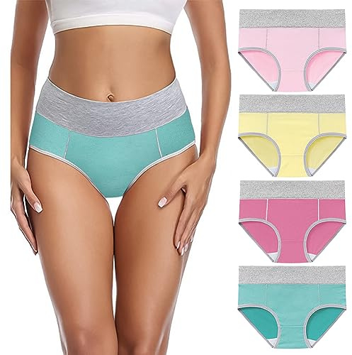 Aomig Slip Donna Vita Alta, 4pz Mutande Vita Alta di Pizz, Culotte Donna per Controllo della Pancia Postpartum per II Recupero della Pancia