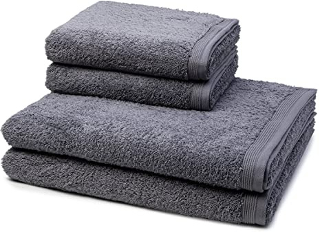 Möve - 4 teiliges Frottier-Set - Superwuschel (2 X Handtuch 2 X Duschtuch im Set) - 520 g/m2 - Baumwolle - Walkfrottee - saugstark - weich und flauschig - Stone
