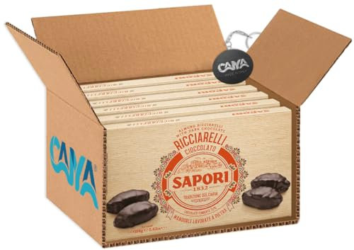 6X Sapori 1832 Ricciarelli alle Mandorle Ricoperti di Cioccolato Fondente 72% 154g (2024) [CAIYA® BOX da 6 Confezioni]
