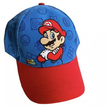 Fashion UK Super Mario Basecap Cap Baseballkappe Kappe (DE/NL/SE/PL, Numerisch, 54, blau)