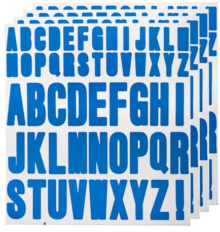 QUARKZMAN 220uds 4 Hojas Letras Pegatinas Vinilo Impermeable Alfabeto Auto Adhesivo Letras Pegatinas para Pegatina Calcomanía Buzón Artesanía Puerta Coche Navidad Decoración Azul