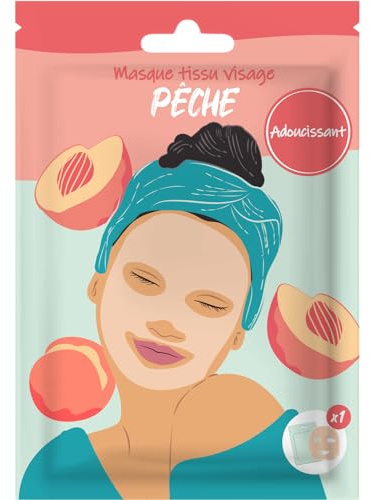 French Tendence – Máscara facial de tejido de melocotón – Cuidado expreso en 10 minutos – Piel suave, calmada y brillante – Cuidado hidratante, Skincare Face – Imperfecciones, hidratación para mujer