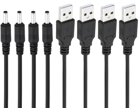 PATIKIL 3Ft USB 2.0 A Type to DC 3.5x1.35mm Barrel Jack Power Cable, 4pcs Wire Adapter Connector Charging Cord for Fans Speaker Lamp, Black